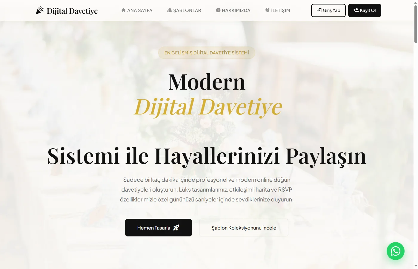 Davetiyen - Modern & Lüks Dijital Davetiye Platformu Kurumsal Ekran Görüntüsü