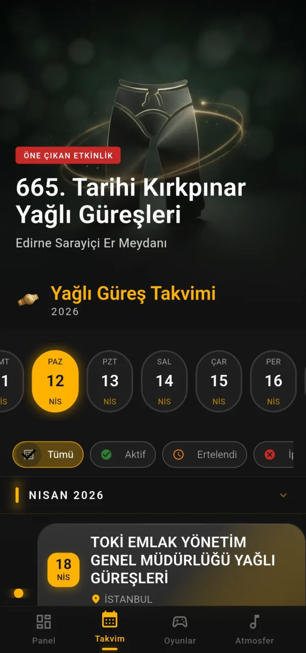 Yağlı Güreş: Takvim & Oyun