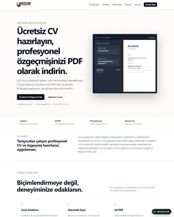 cvLS - Online CV & Profesyonel Özgeçmiş Oluşturucu
