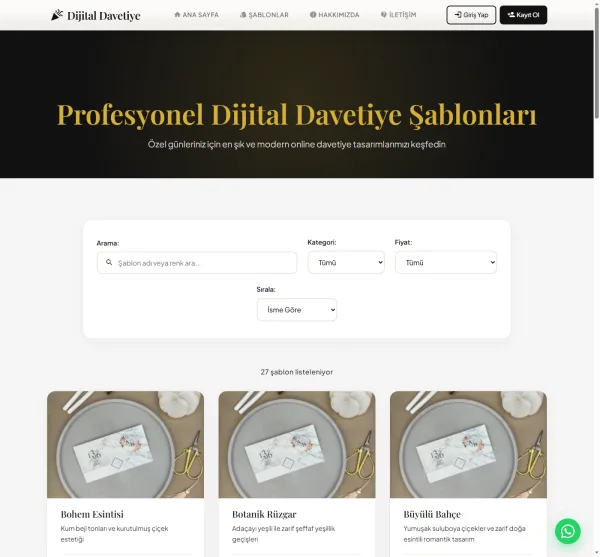 DavetiyeN Profesyonel Lüks Şablon Koleksiyonu ve Tasarım Çeşitleri