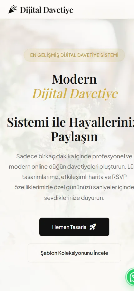 Mobil Uyumlu Akıllı Telefon ve Tablet Davetiye Arayüzü