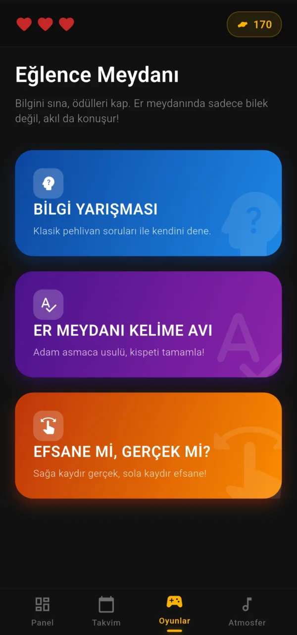 Yağlı Güreş: Takvim & Oyun