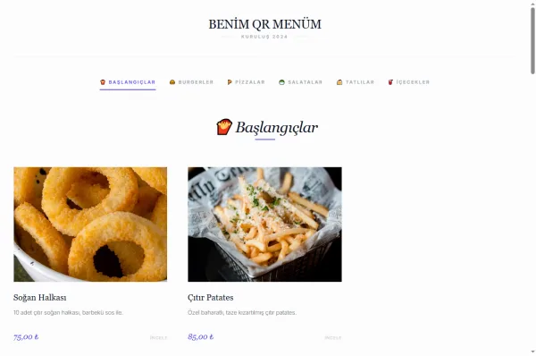 QR Menü Canlı Masa Menüsü - Geniş Ekran Deneyimi