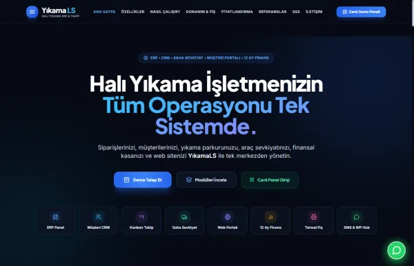 YıkamaLS - Halı ve Koltuk Yıkama İşletmeleri İçin Bulut ERP & CRM