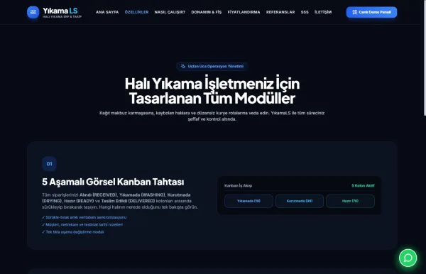 5 Aşamalı Kanban Üretim Tahtası ve Modüller Vitrini